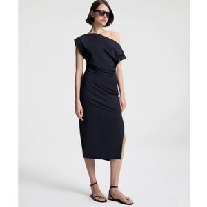 A.L.C. Black One-Shoulder Midi Dress